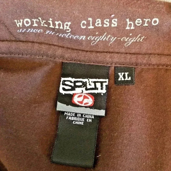 SPLIT Men Short Sleeve Polo Style Collar Brown Gray Casual Shirt Sz Extra Large - Picture 13 of 14